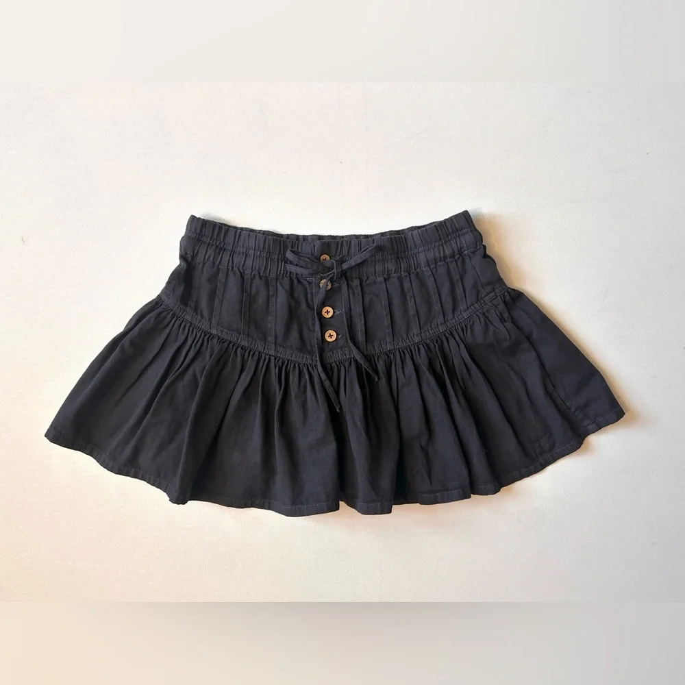 Free People We The Free Roselle Denim Mini Skirt in Black Sz Small NWT See Image
